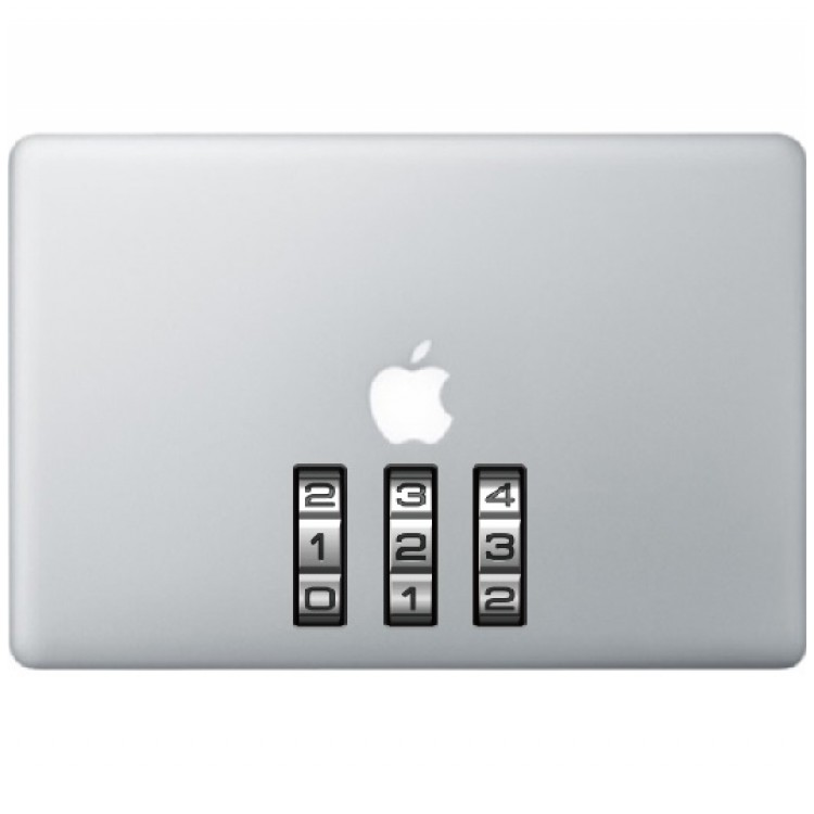 Lock Numbers Macbook Decal Full Colour Decals